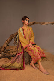 Sobia Nazir Embroidered Cross Slub Unstitched 3Pc Suit AW23-5B