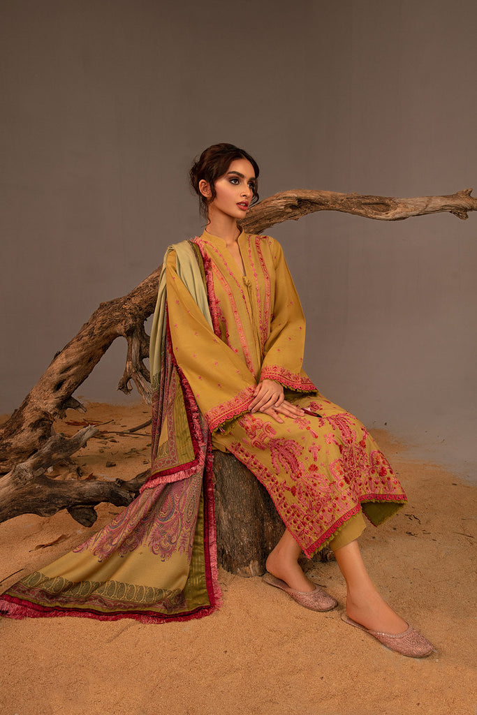 Sobia Nazir Embroidered Cross Slub Unstitched 3Pc Suit AW23-5B