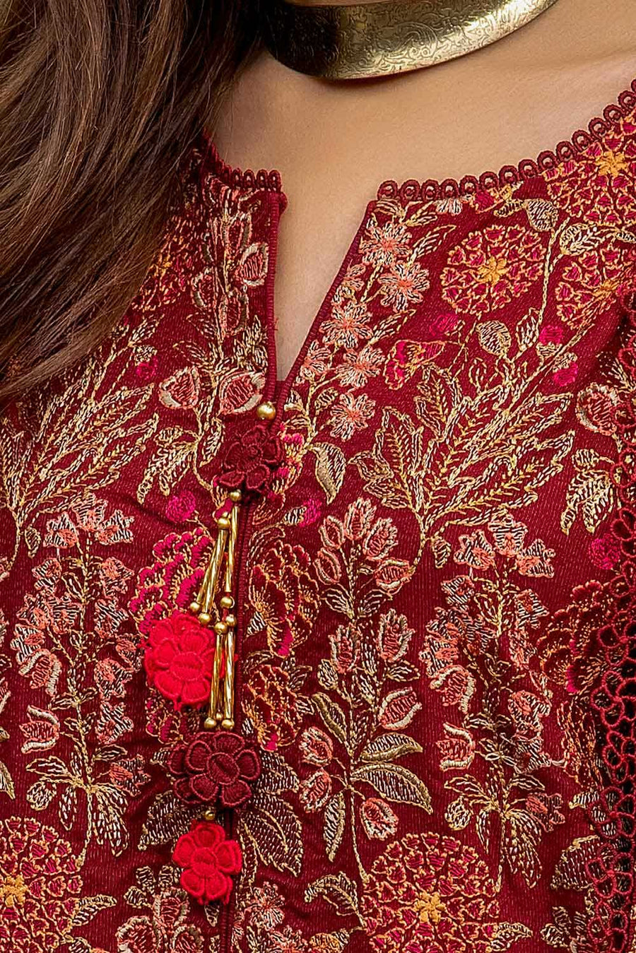 Gul Ahmed Winter Embroidered Karandi Unstitched 3Pc Suit AY-42006