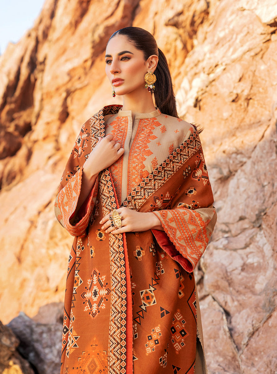 Zainab Chottani Embroidered Herringbone Unstitched 3Pc Suit D-06 Azal