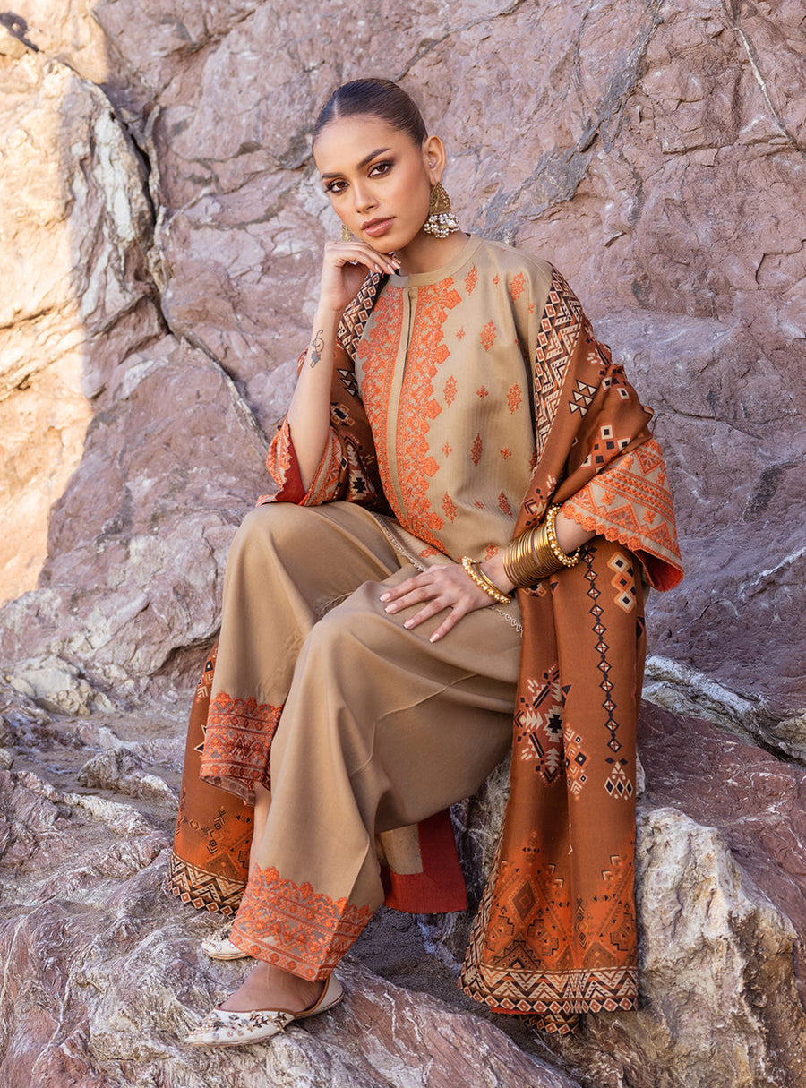 Zainab Chottani Embroidered Herringbone Unstitched 3Pc Suit D-06 Azal