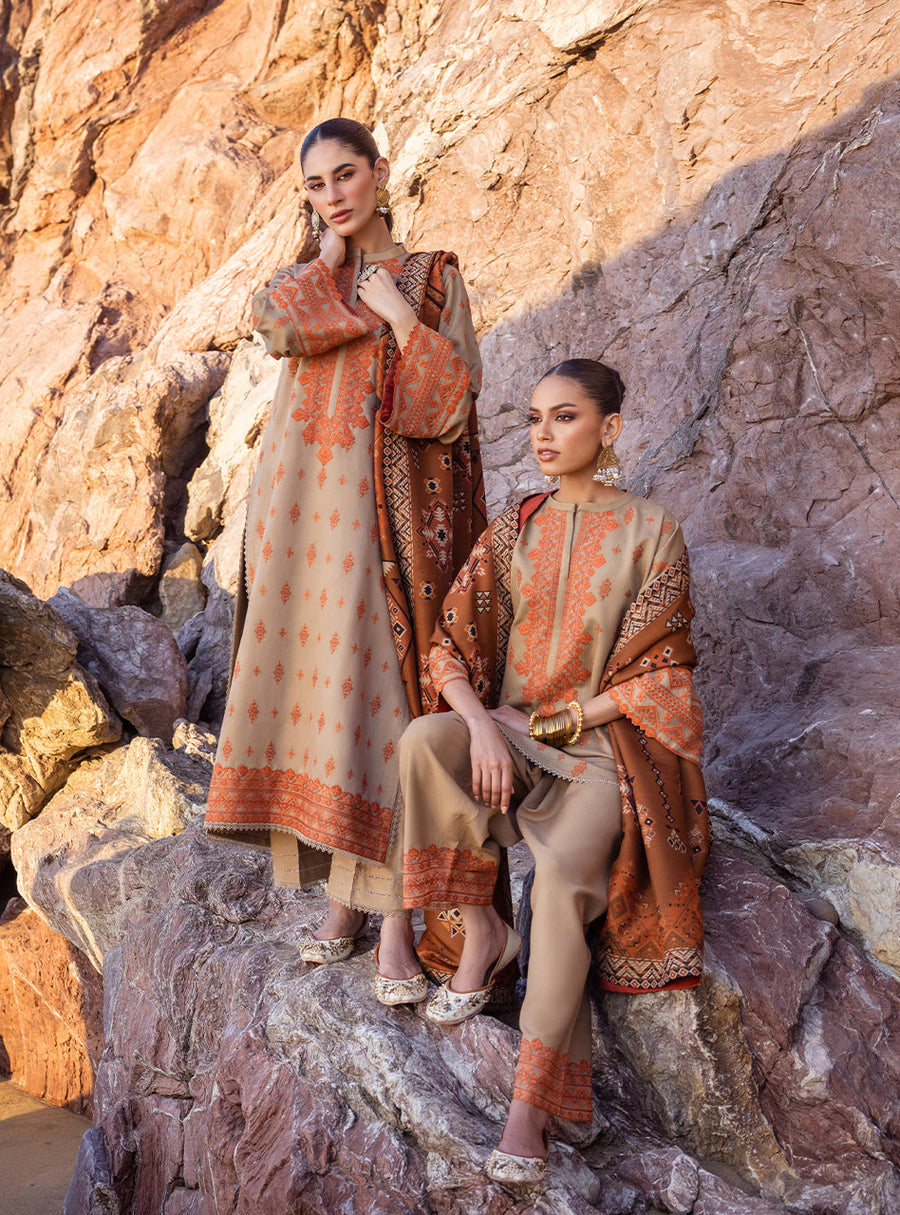 Zainab Chottani Embroidered Herringbone Unstitched 3Pc Suit D-06 Azal
