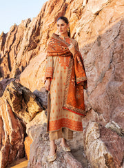 Zainab Chottani Embroidered Herringbone Unstitched 3Pc Suit D-06 Azal