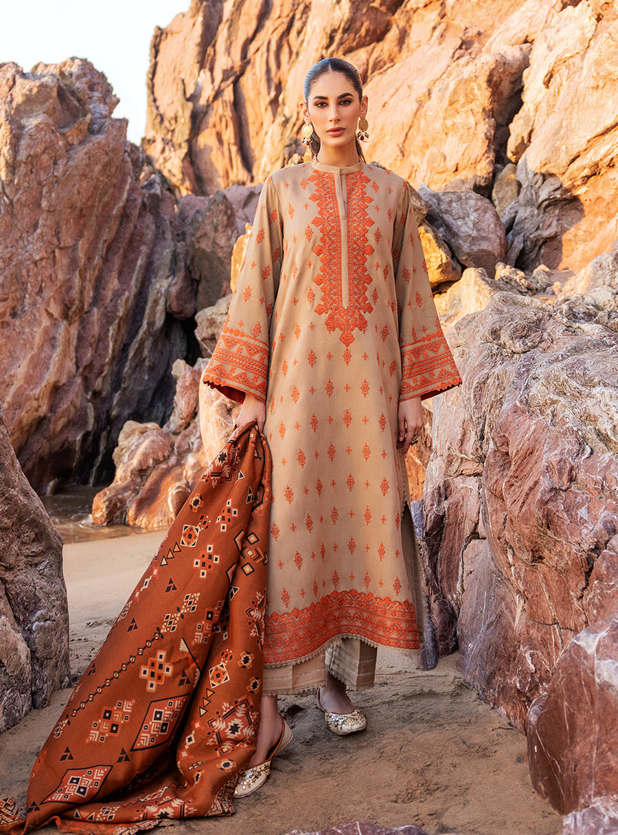 Zainab Chottani Embroidered Herringbone Unstitched 3Pc Suit D-06 Azal
