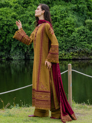 Faiza Faisal Hoor Embroidered Karandi Unstitched 3Pc Suit - AZIRA