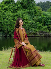 Faiza Faisal Hoor Embroidered Karandi Unstitched 3Pc Suit - AZIRA