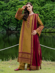Faiza Faisal Hoor Embroidered Karandi Unstitched 3Pc Suit - AZIRA