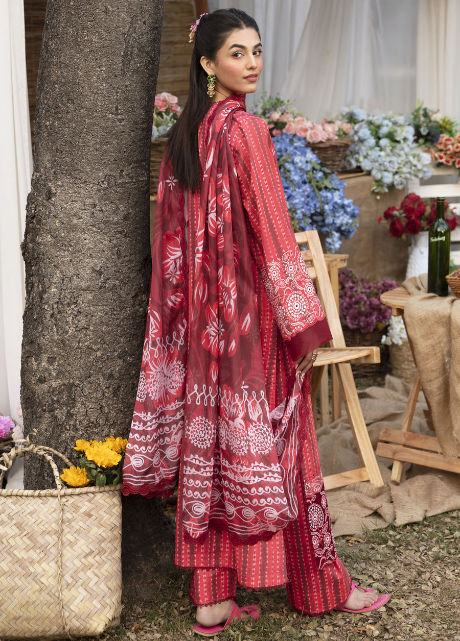 Ayzel Summer Dream Unstitched Lawn 3Pc Suit AZL-V1-05 Cardinal