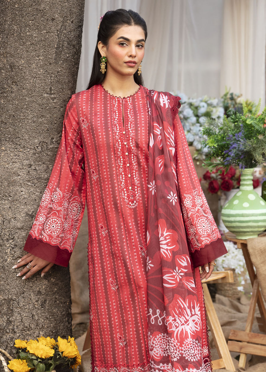 Ayzel Summer Dream Unstitched Lawn 3Pc Suit AZL-V1-05 Cardinal