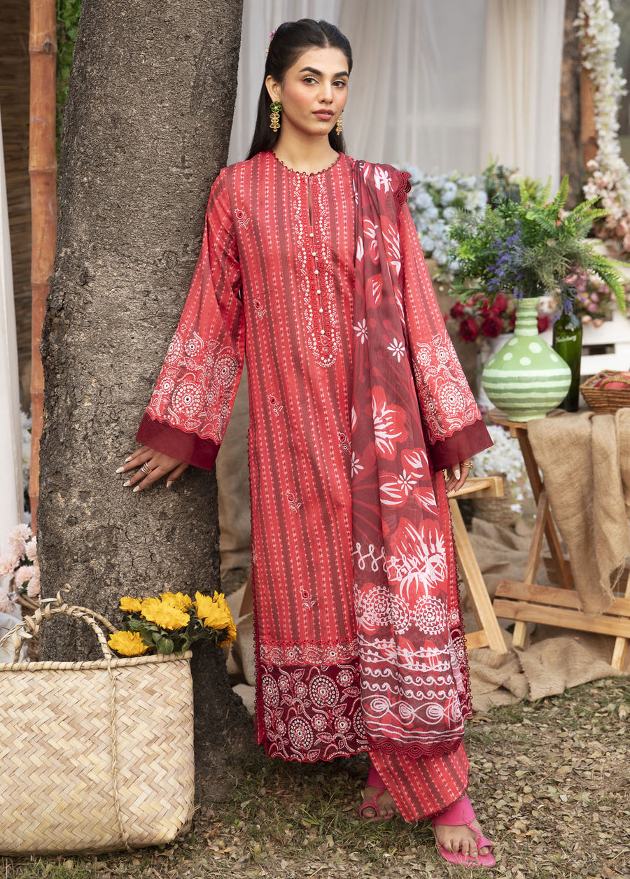 Ayzel Summer Dream Unstitched Lawn 3Pc Suit AZL-V1-05 Cardinal