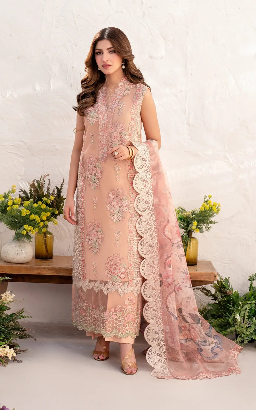Asifa & Nabeel Azalia Embroidered Lawn Unstitched 3Pc Suit AZL25-01 Peony