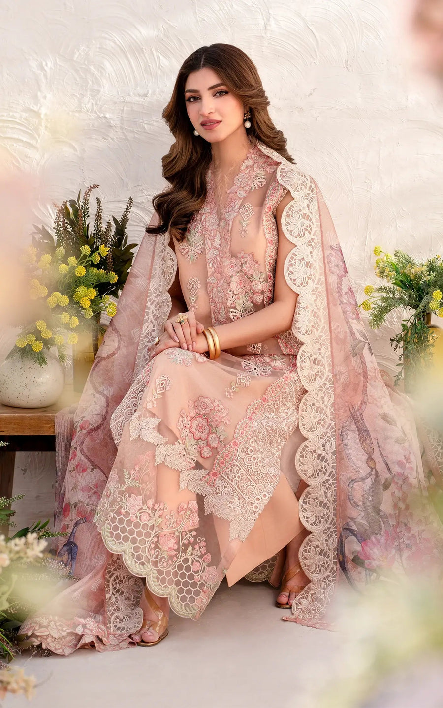 Asifa & Nabeel Azalia Embroidered Lawn Unstitched 3Pc Suit AZL25-01 Peony