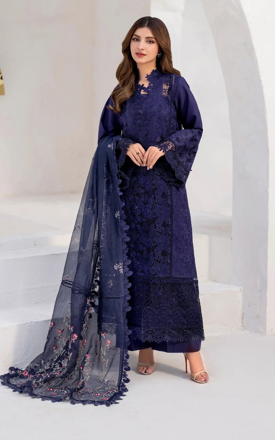 Asifa & Nabeel Azalia Embroidered Lawn Unstitched 3Pc Suit AZL25-08 Nile