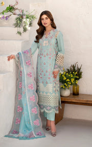 Asifa & Nabeel Azalia Embroidered Lawn Unstitched 3Pc Suit AZL25-10 Bells of Ireland