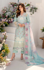 Asifa & Nabeel Azalia Embroidered Lawn Unstitched 3Pc Suit AZL25-10 Bells of Ireland