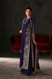 Emaan Adeel Verve Embroidered Raw Silk Unstitched 3Pc Suit - AZURE SAPPHIRE
