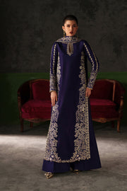 Emaan Adeel Verve Embroidered Raw Silk Unstitched 3Pc Suit - AZURE SAPPHIRE