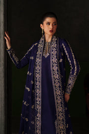 Emaan Adeel Verve Embroidered Raw Silk Unstitched 3Pc Suit - AZURE SAPPHIRE