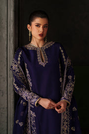 Emaan Adeel Verve Embroidered Raw Silk Unstitched 3Pc Suit - AZURE SAPPHIRE