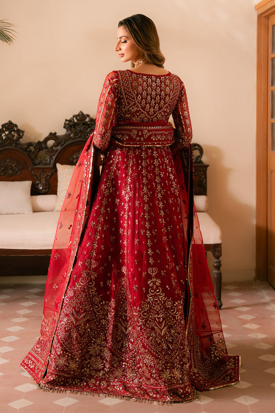 Solene by Ayzel Embroidered Organza Unstitched 3Pc Suit D-04 ROSE