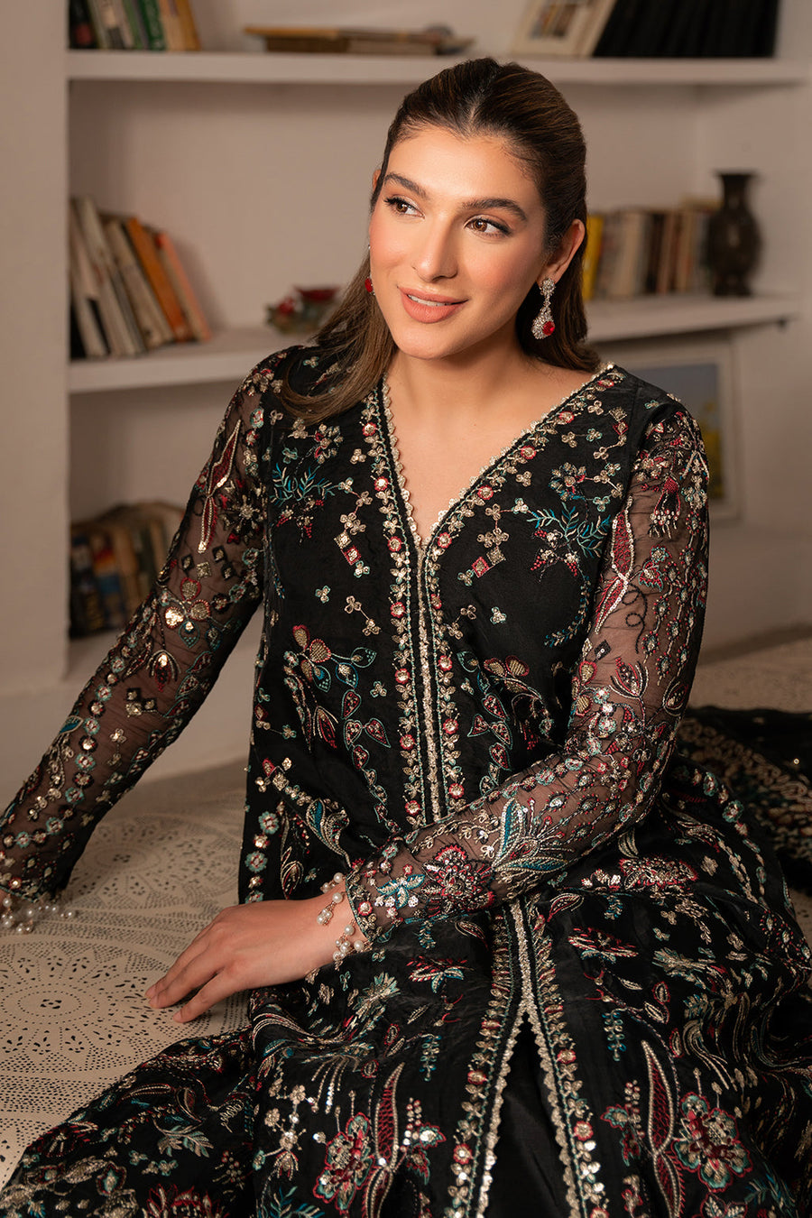 Solene by Ayzel Embroidered Organza Unstitched 3Pc Suit D-06 FLEUR