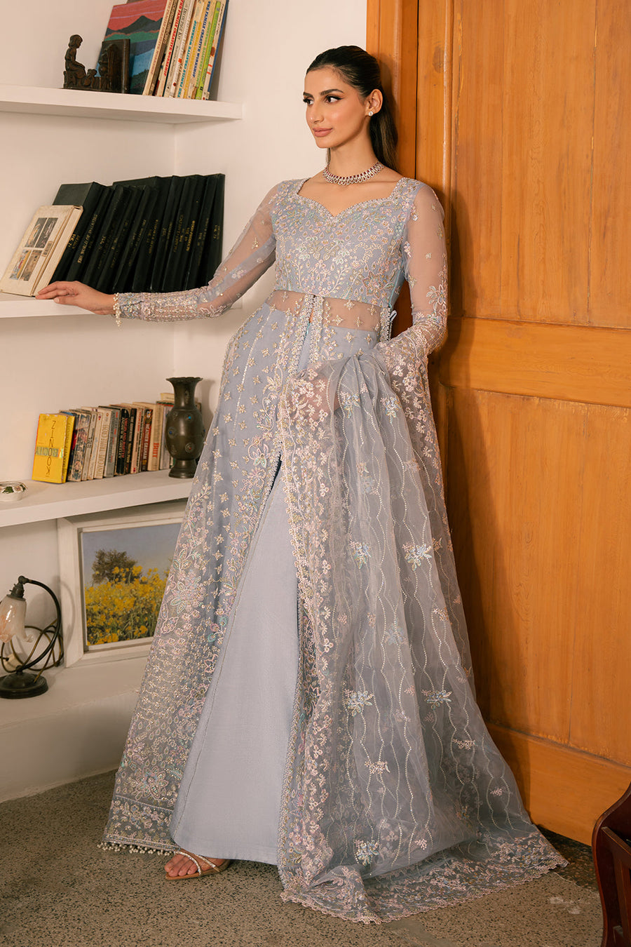 Solene by Ayzel Embroidered Organza Unstitched 3Pc Suit D-08 HAILEY
