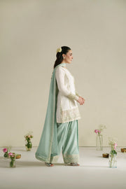 VERA Embroidered Raw Silk Unstitched 3Pc Suit - Aab Ivory