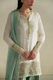 VERA Embroidered Raw Silk Unstitched 3Pc Suit - Aab Ivory