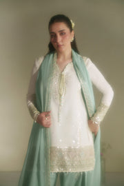 VERA Embroidered Raw Silk Unstitched 3Pc Suit - Aab Ivory