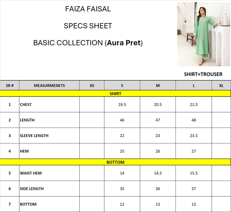Faiza Faisal Aura Pret Embroidered Dobby Lawn 2Pc Suit - Aada