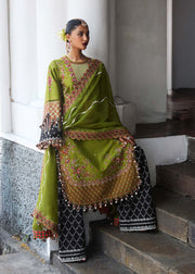 Hussain Rehar Luxury Lawn Unstitched Embroidered 3Pc Suit D-01 Abass