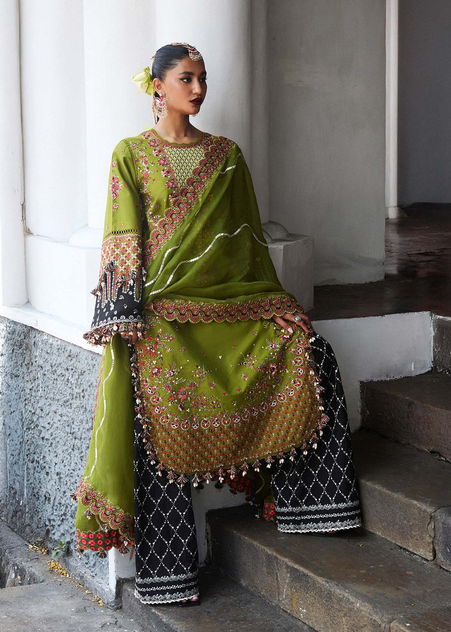 Hussain Rehar Luxury Lawn Unstitched Embroidered 3Pc Suit D-01 Abass
