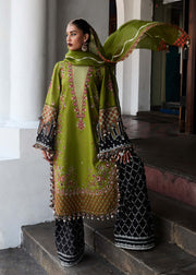 Hussain Rehar Luxury Lawn Unstitched Embroidered 3Pc Suit D-01 Abass