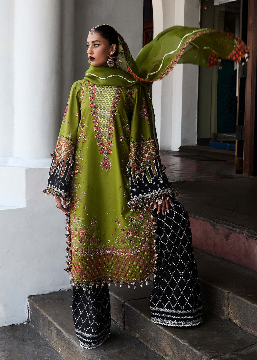 Hussain Rehar Luxury Lawn Unstitched Embroidered 3Pc Suit D-01 Abass