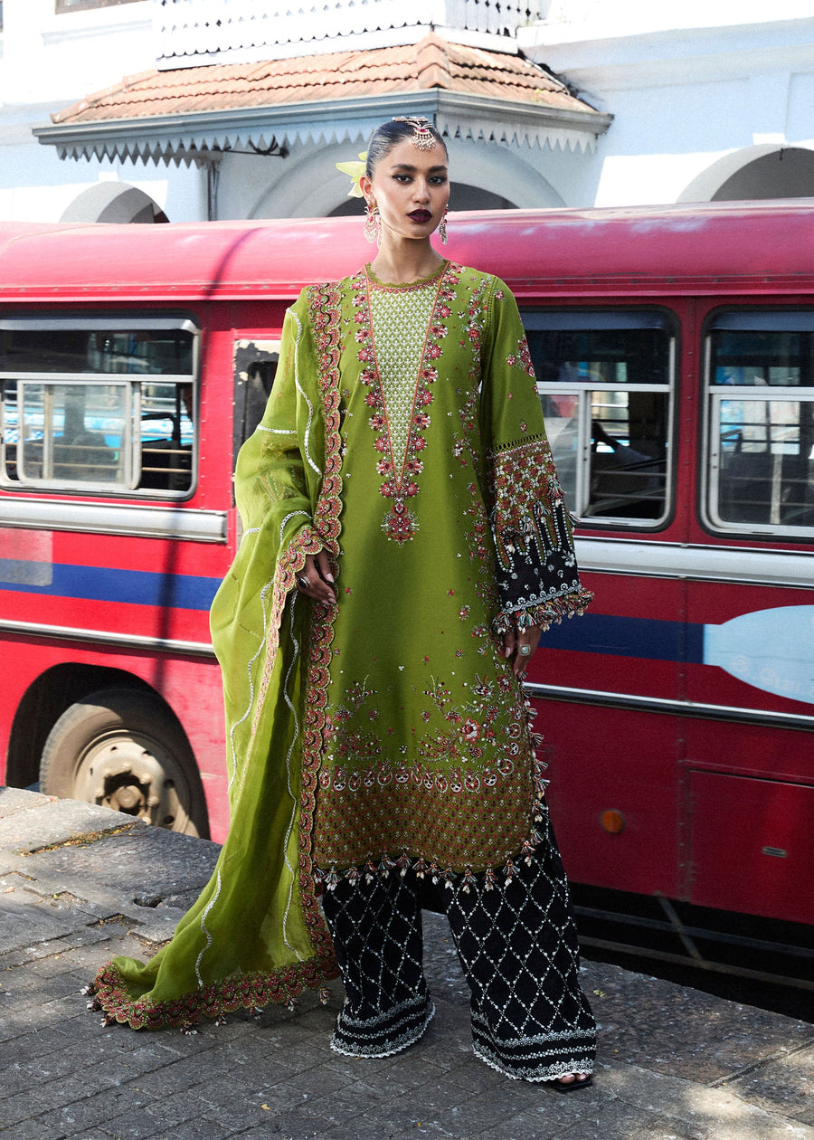 Hussain Rehar Luxury Lawn Unstitched Embroidered 3Pc Suit D-01 Abass