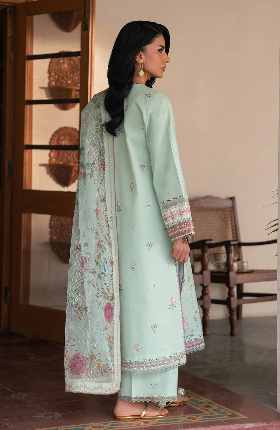 Seran Lamhay Embroidered Lawn Unstitched 3Pc Suit D-08 ABEER