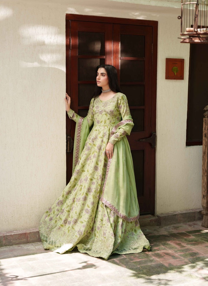 Neeshay Shagun Embroidered Raw Silk Unstitched 3Pc Suit - ABEER