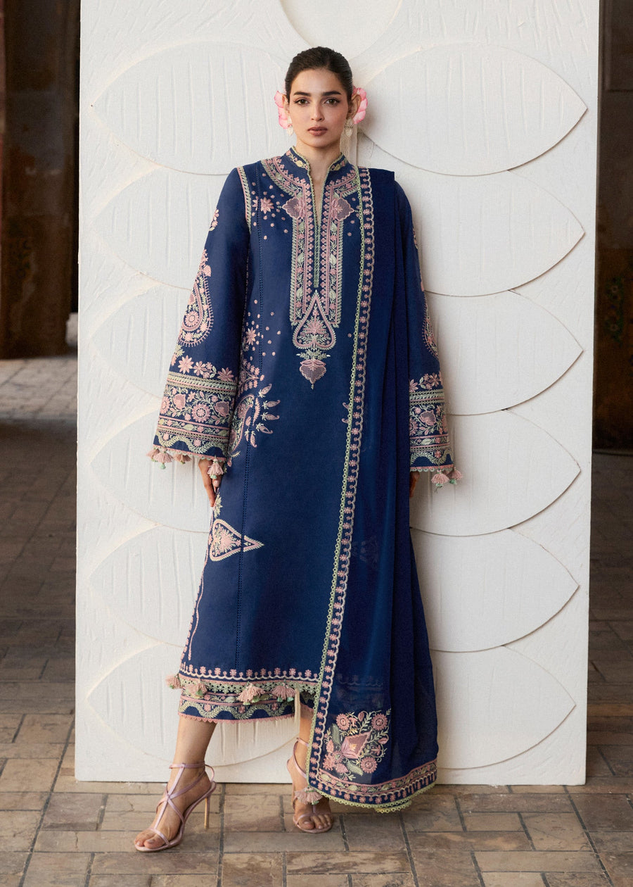 Hussain Rehar ZAN Unstitched Embroidered Lawn 3Pc Suit - Abi