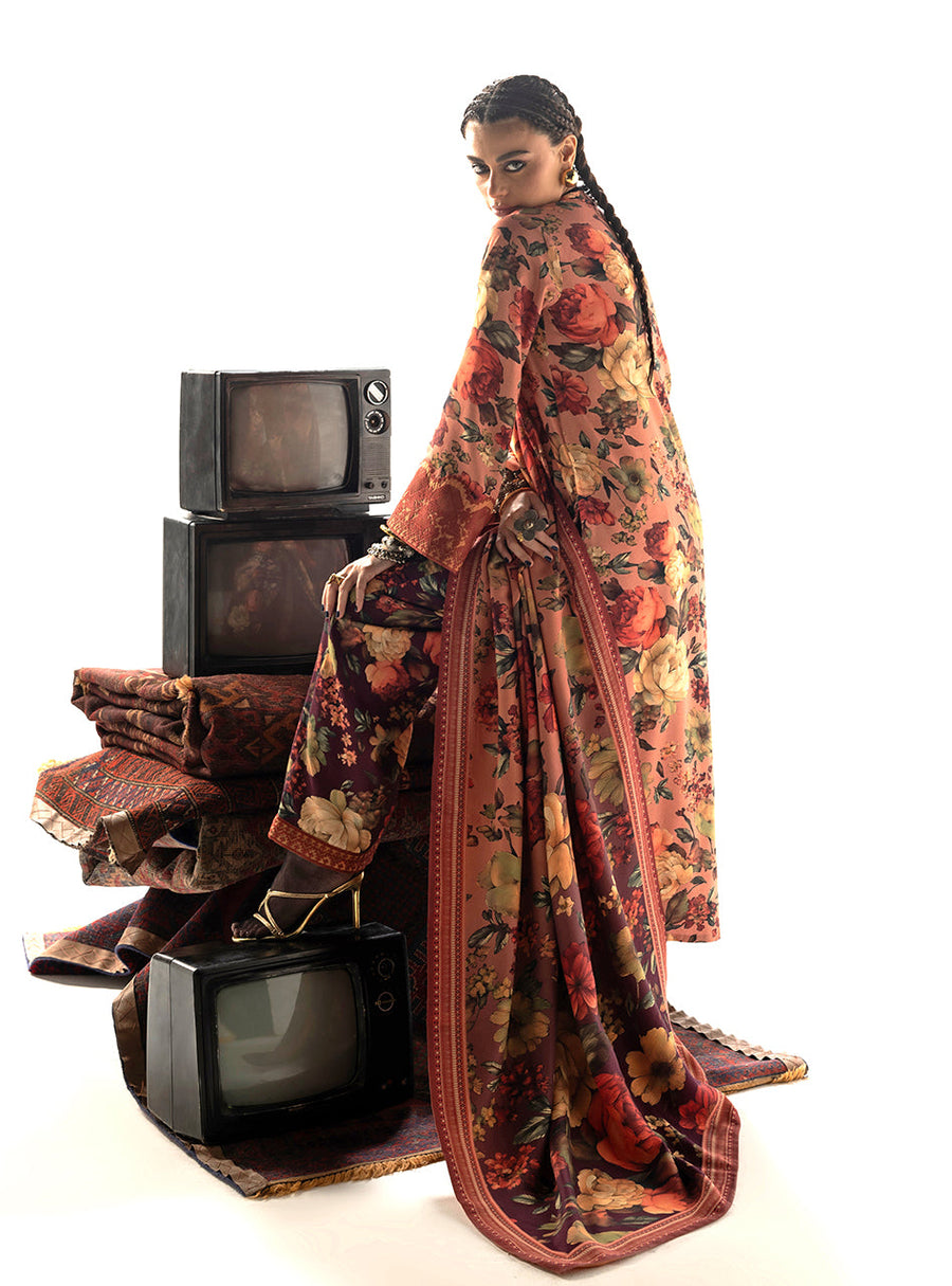 Zainab Chottani Embroidered Marina Twill Unstitched 3Pc Suit D-10 Abibi