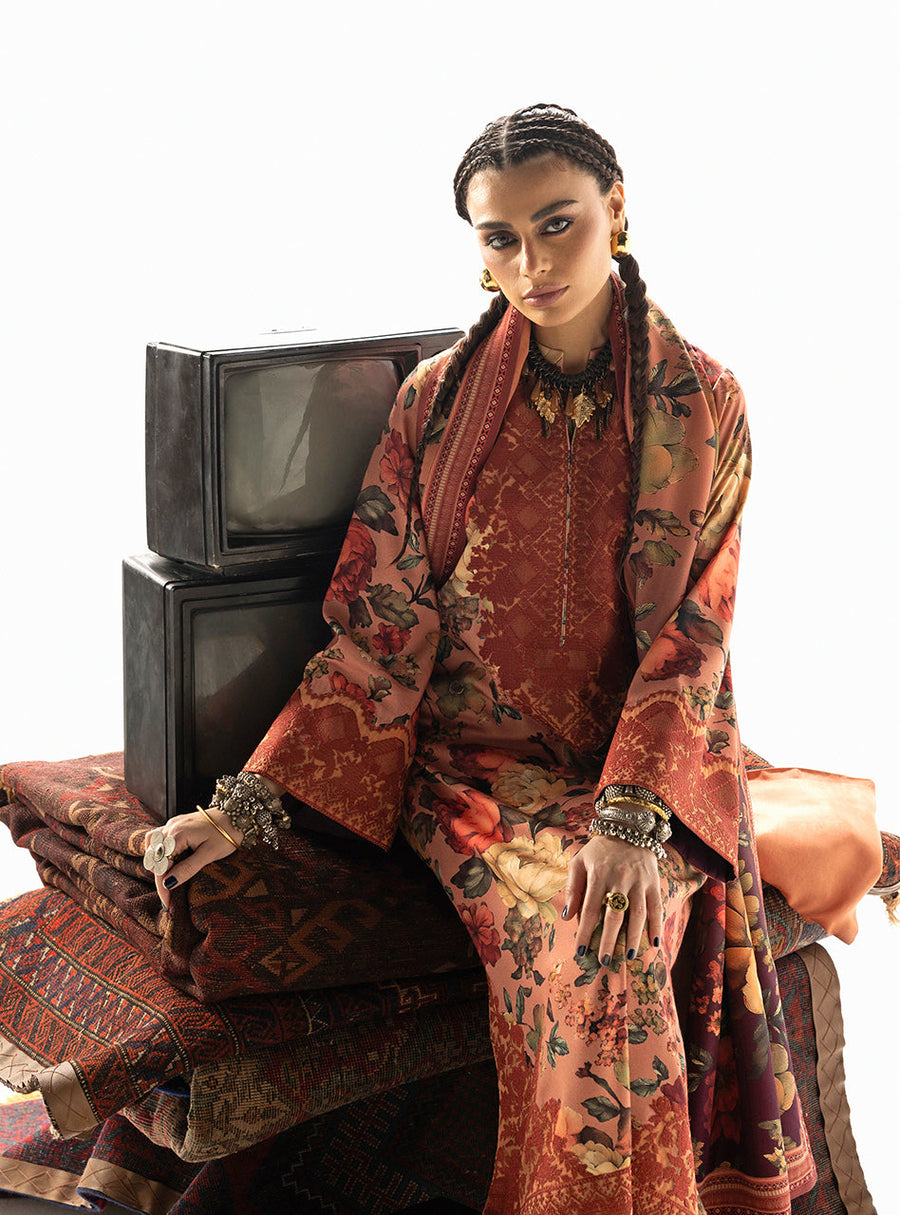 Zainab Chottani Embroidered Marina Twill Unstitched 3Pc Suit D-10 Abibi