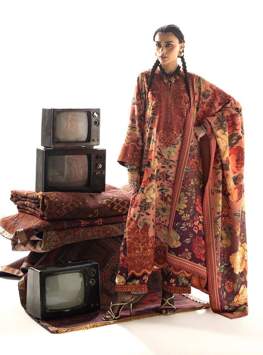 Zainab Chottani Embroidered Marina Twill Unstitched 3Pc Suit D-10 Abibi