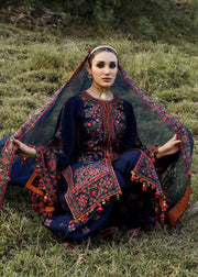 Hussain Rehar Embroidered Karandi Unstitched 3Pc Suit - Aegean