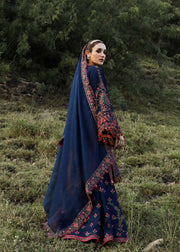 Hussain Rehar Embroidered Karandi Unstitched 3Pc Suit - Aegean