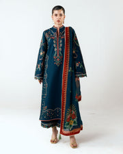 Jugnu Lahore Spring Summer Unstitched Embroidered Cotton 3Pc Suit - Agna