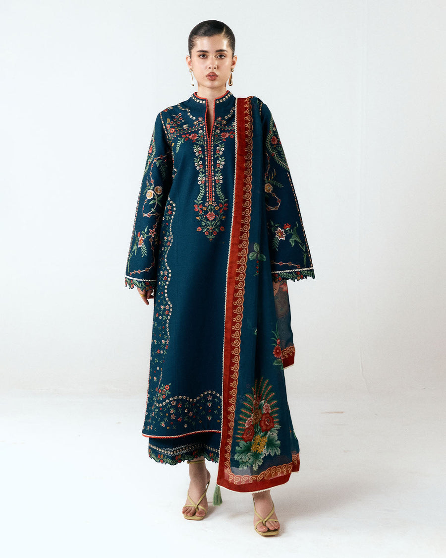 Jugnu Lahore Spring Summer Unstitched Embroidered Cotton 3Pc Suit - Agna
