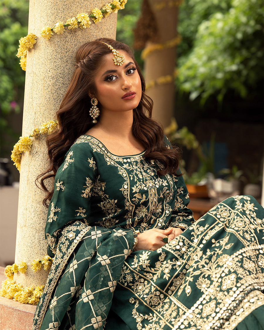 Nira by Faiza Saqlain Embroidered Raw Silk Unstitched 3Pc Suit - AHIN
