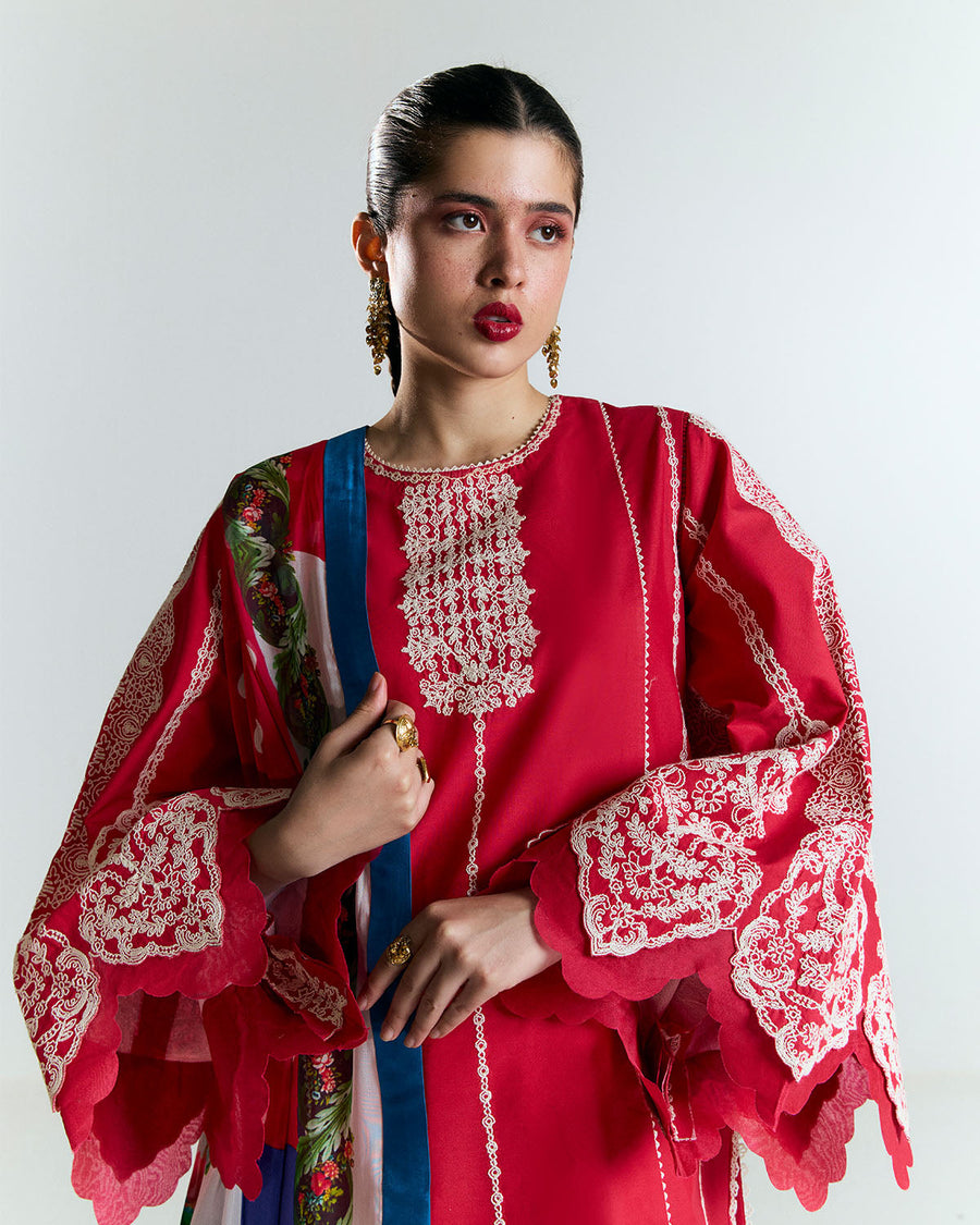 Jugnu by Hussain Rehar Unstitched Embroidered Lawn 3Pc Suit - Ahiti