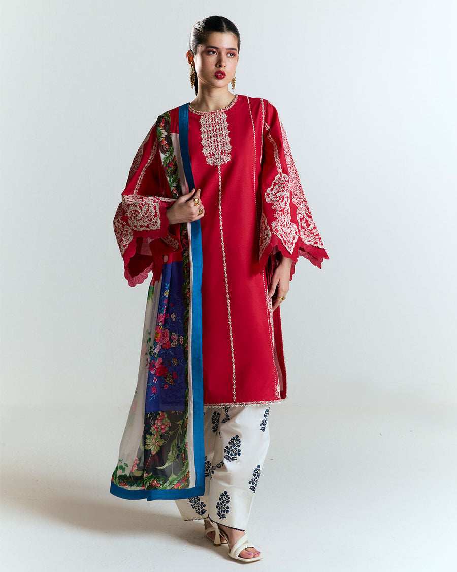 Jugnu by Hussain Rehar Unstitched Embroidered Lawn 3Pc Suit - Ahiti