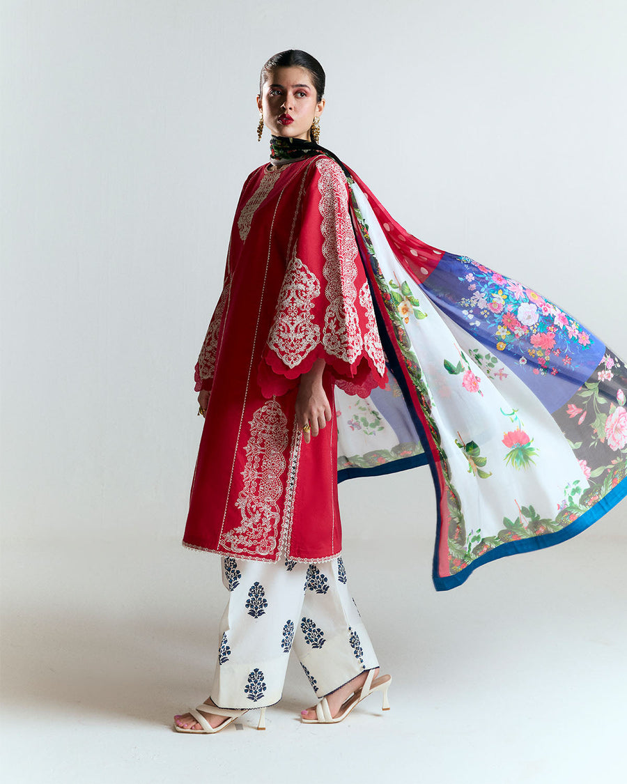 Jugnu by Hussain Rehar Unstitched Embroidered Lawn 3Pc Suit - Ahiti