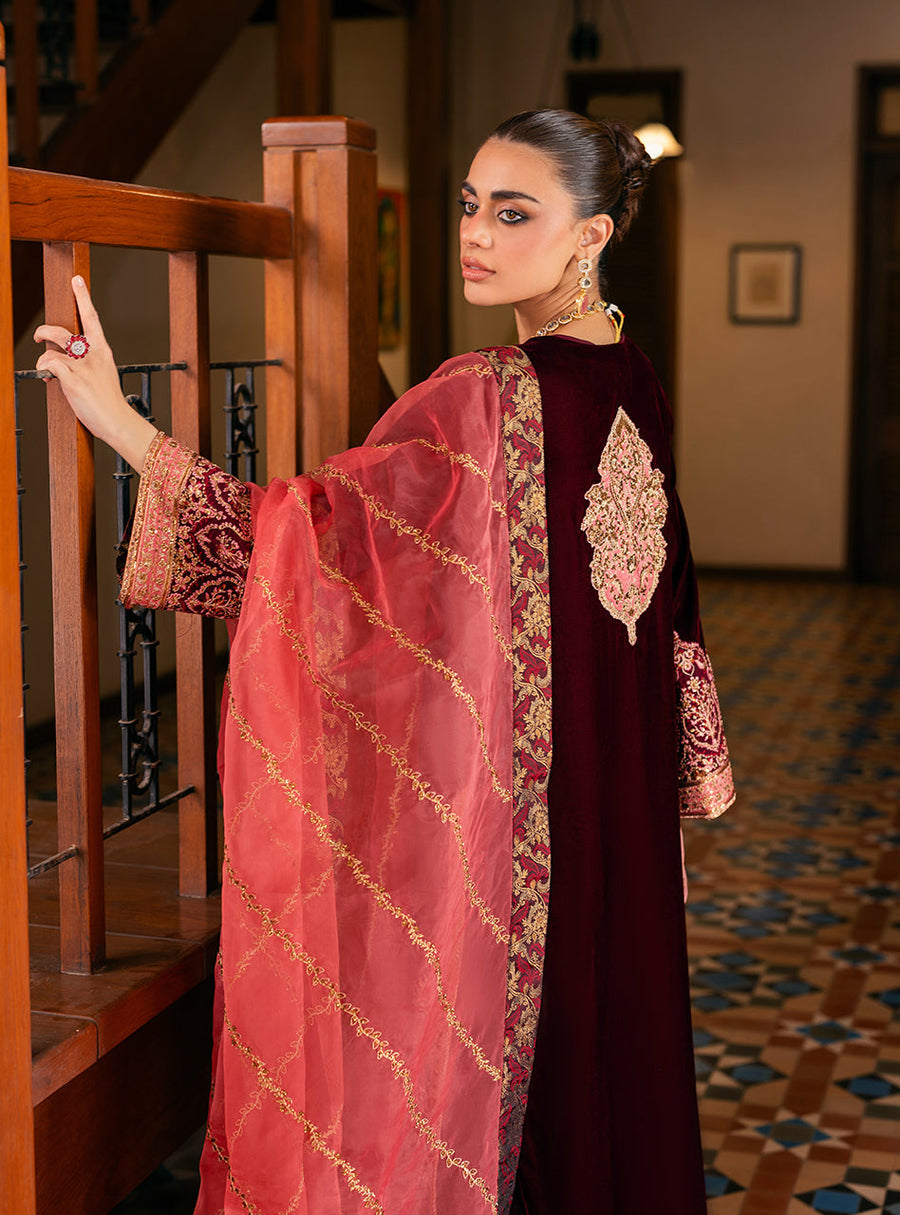 Zainab Chottani Embroidered Velvet Unstitched 3Pc Suit - Aima